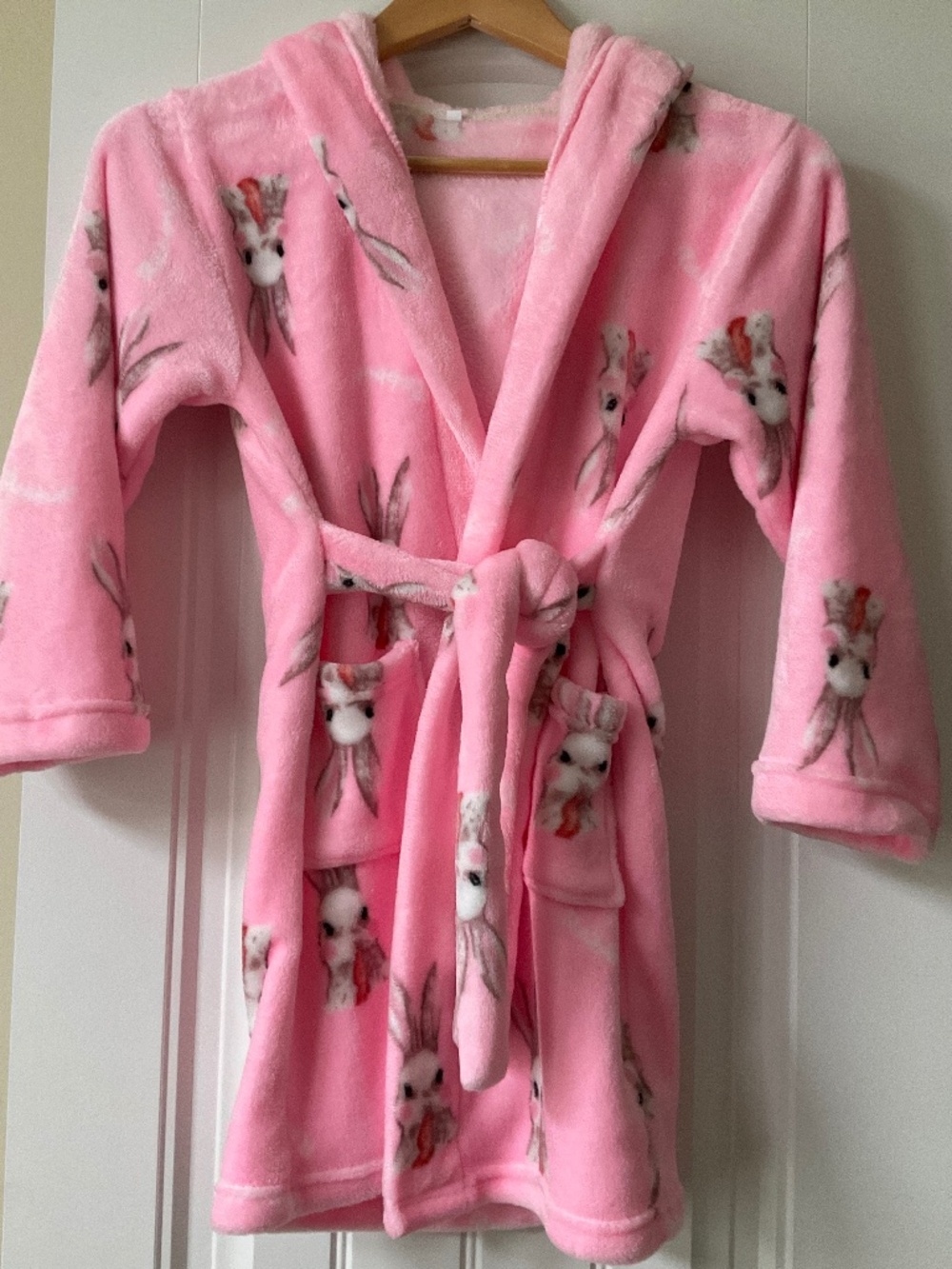 Girls' Bunny Rabbit Pink Fleece Bathrobe